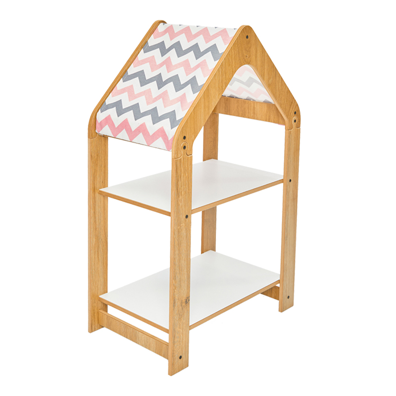 Ραφιέρα τ. Montessori Zoilen pakoworld φυσικό-λευκό-ροζ mdf 50x30x80εκ 1