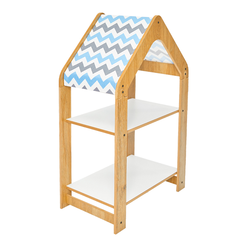 Ραφιέρα τ. Montessori Zoilen pakoworld φυσικό-λευκό-μπλε mdf 50x30x80εκ 1