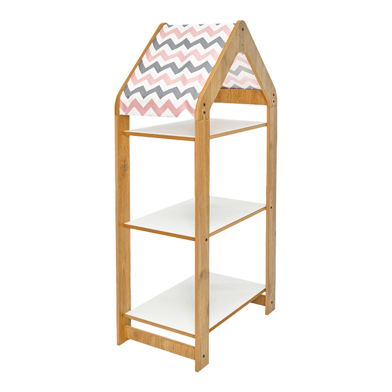 Ραφιέρα τ. Montessori Zoilen I pakoworld λευκό-φυσικό-ροζ mdf 50x30x100εκ 1