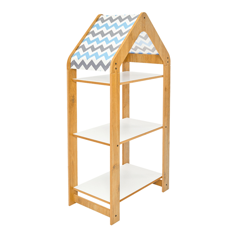 Ραφιέρα τ. Montessori Zoilen I pakoworld λευκό-φυσικό-μπλε mdf 50x30x100εκ 1