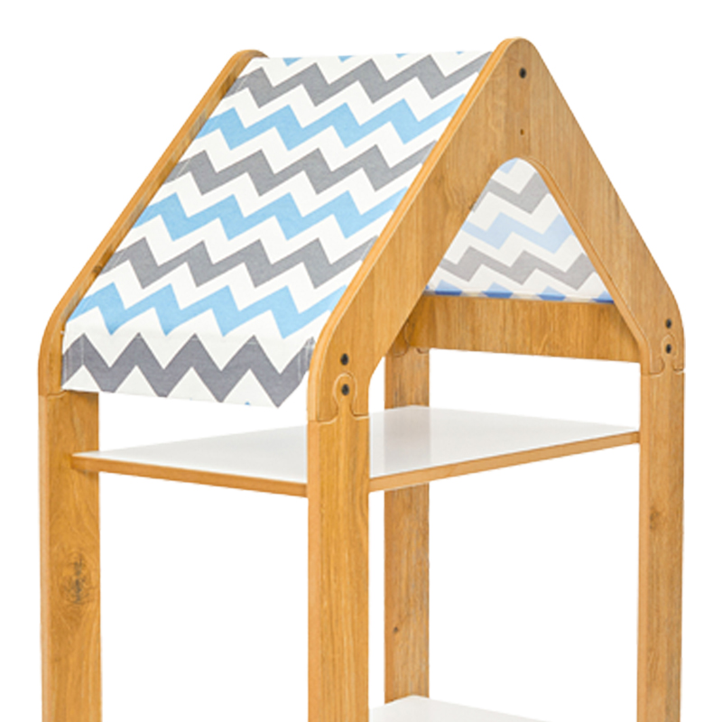 Ραφιέρα τ. Montessori Zoilen I pakoworld λευκό-φυσικό-μπλε mdf 50x30x100εκ 3