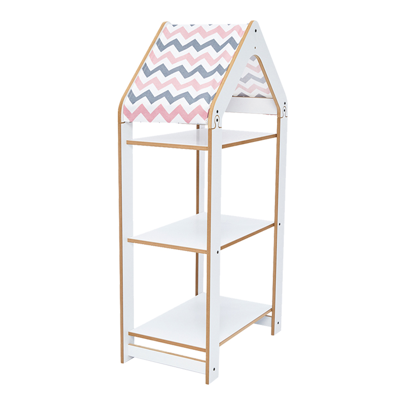 Ραφιέρα τ. Montessori Zoilen I pakoworld λευκό-ροζ mdf 50x30x100εκ 1