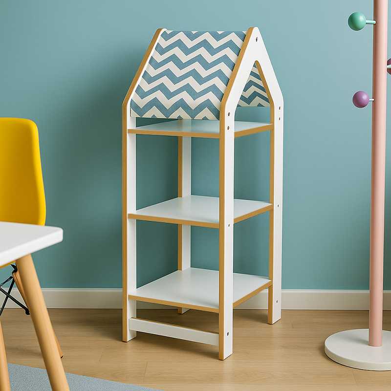 Ραφιέρα τ. Montessori Zoilen I pakoworld λευκό-μπλε mdf 50x30x100εκ 2