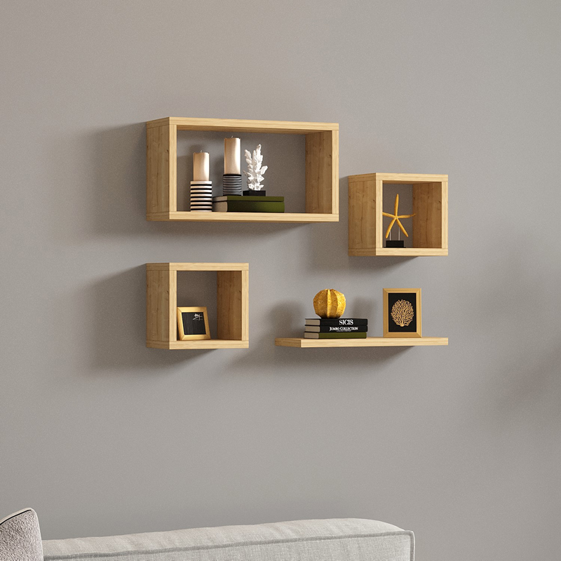 Ραφιέρα Babine pakoworld μελαμίνη σε oak απόχρωση 84x15x44εκ 2