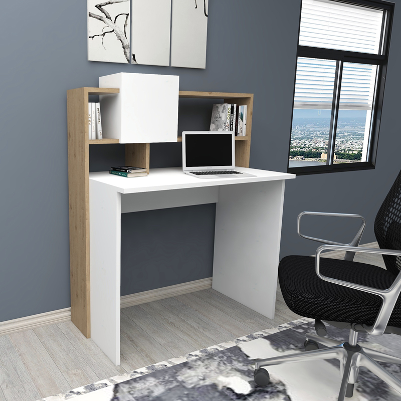 Γραφείο εργασίας Koogi pakoworld σε oak-λευκή απόχρωση 94x60x118εκ 2