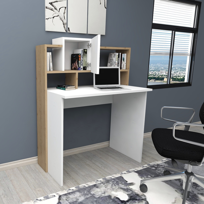 Γραφείο εργασίας Koogi pakoworld σε oak-λευκή απόχρωση 94x60x118εκ 3