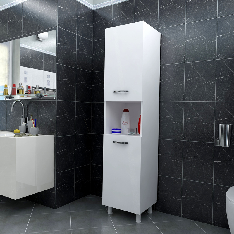 Ντουλάπα-στήλη Wanka pakoworld σε λευκή απόχρωση 30x32x144εκ 2