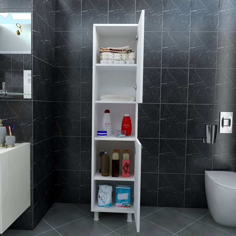 Ντουλάπα-στήλη Wanka pakoworld σε λευκή απόχρωση 30x32x144εκ 3