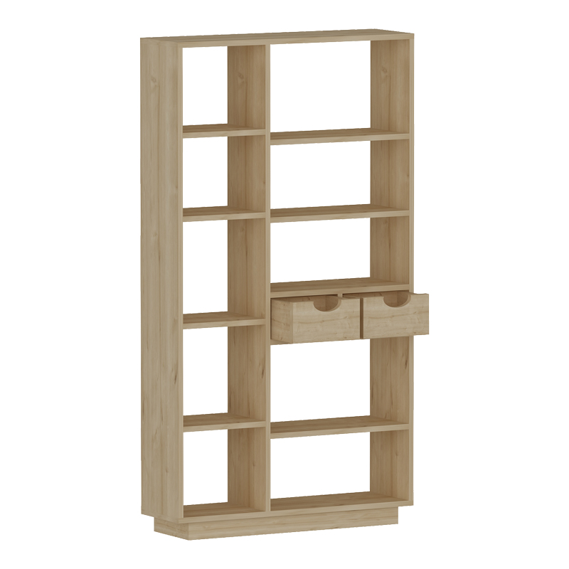 Βιβλιοθήκη με συρτάρια Dakin pakoworld σε oak απόχρωση 80x25x190εκ 4