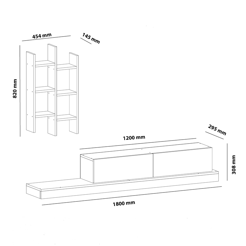 Έπιπλο τηλεόρασης Rumba pakoworld σε λευκή-oak απόχρωση 180x30x31εκ 5
