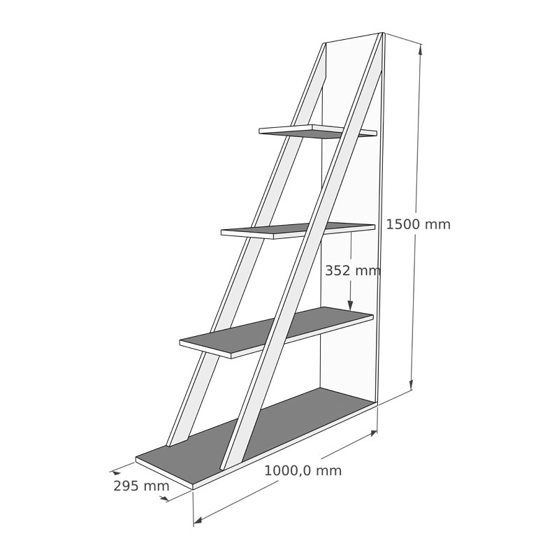Βιβλιοθήκη Quina pakoworld σε ανθρακί απόχρωση 100x30x150εκ 4