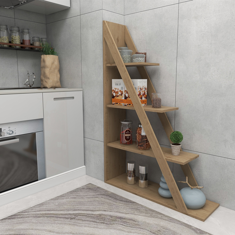 Βιβλιοθήκη Quina pakoworld σε oak απόχρωση 100x30x150εκ 1