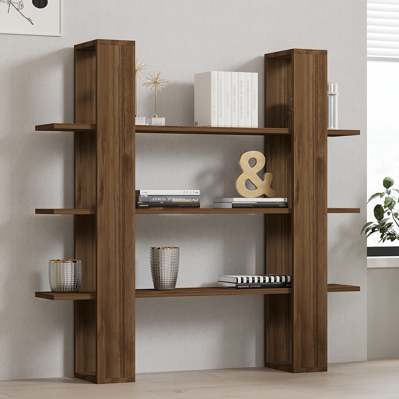 Βιβλιοθήκη Yotek pakoworld σε καρυδί απόχρωση 120x23x120εκ 2