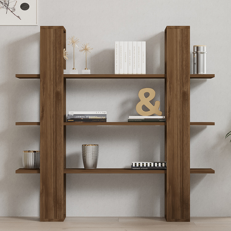 Βιβλιοθήκη Yotek pakoworld σε καρυδί απόχρωση 120x23x120εκ 3