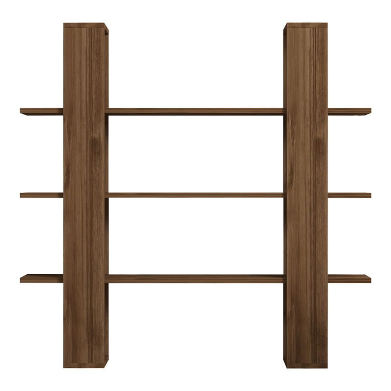 Βιβλιοθήκη Yotek pakoworld σε καρυδί απόχρωση 120x23x120εκ 4