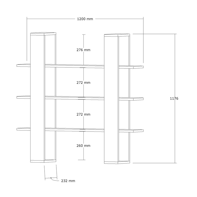 Βιβλιοθήκη Yotek pakoworld σε καρυδί απόχρωση 120x23x120εκ 5