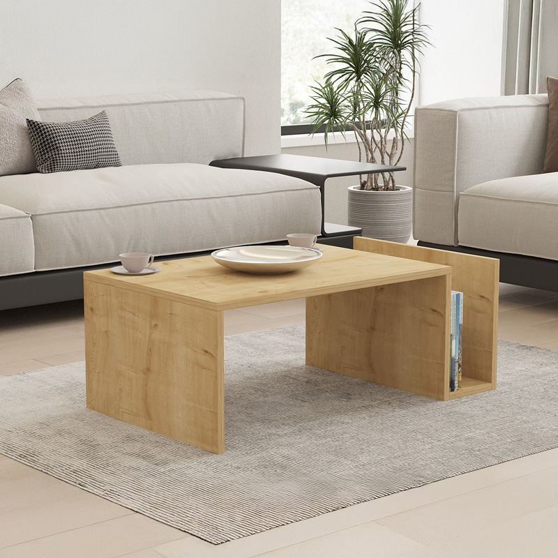 Τραπέζι σαλονιού Poko pakoworld σε oak απόχρωση 86.8x50x32,4εκ 1