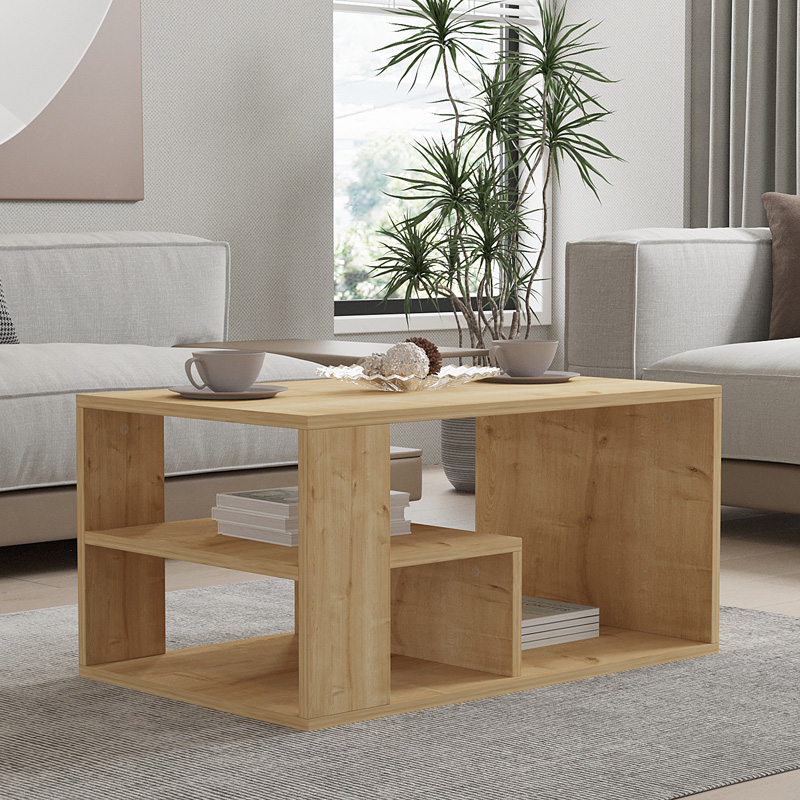 Τραπέζι σαλονιού Sobu pakoworld σε oak απόχρωση 80x50x40εκ 2