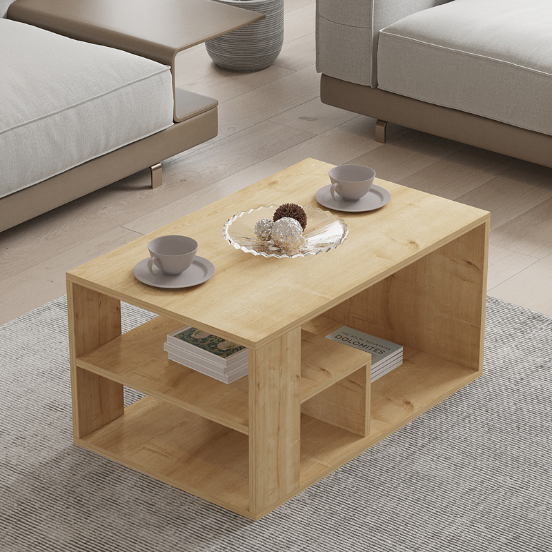 Τραπέζι σαλονιού Sobu pakoworld σε oak απόχρωση 80x50x40εκ 3