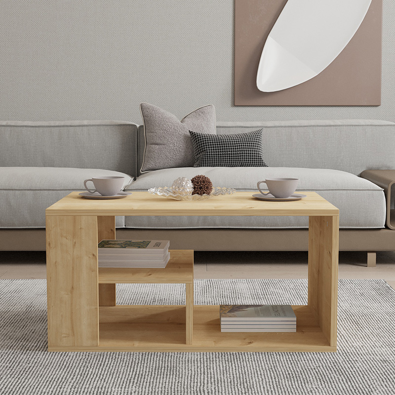 Τραπέζι σαλονιού Sobu pakoworld σε oak απόχρωση 80x50x40εκ 4