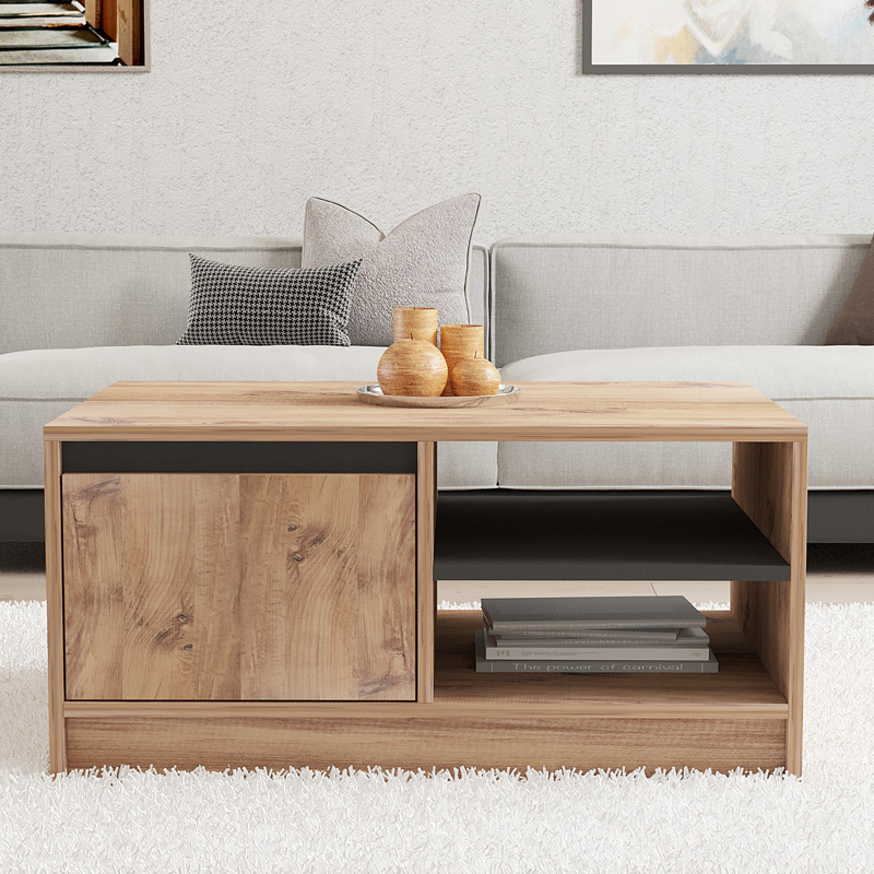 Τραπέζι σαλονιού Narli pakoworld σε sonoma απόχρωση 90x60x45εκ 3