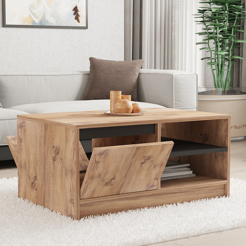 Τραπέζι σαλονιού Narli pakoworld σε sonoma απόχρωση 90x60x45εκ 4