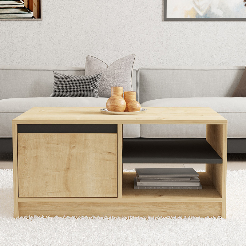 Τραπέζι σαλονιού Narli pakoworld σε oak απόχρωση 90x60x45εκ 3