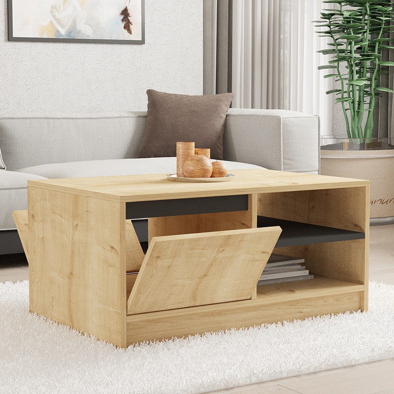 Τραπέζι σαλονιού Narli pakoworld σε oak απόχρωση 90x60x45εκ 4