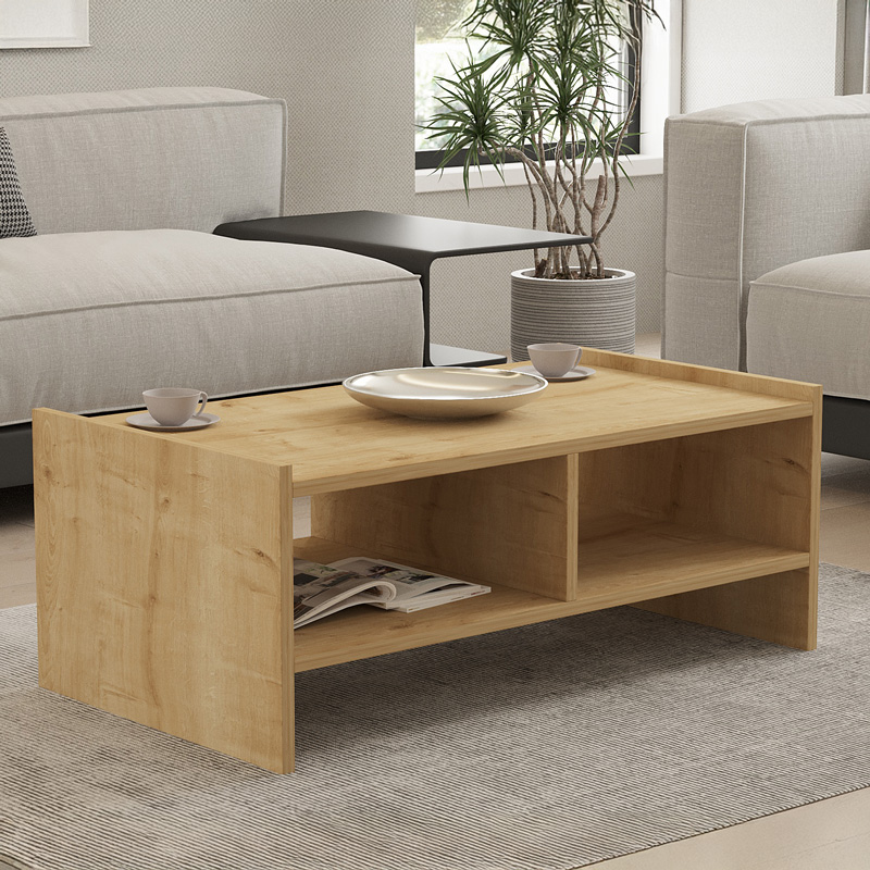 Τραπέζι σαλονιού Tiena pakoworld σε oak απόχρωση 90x50x35εκ 2