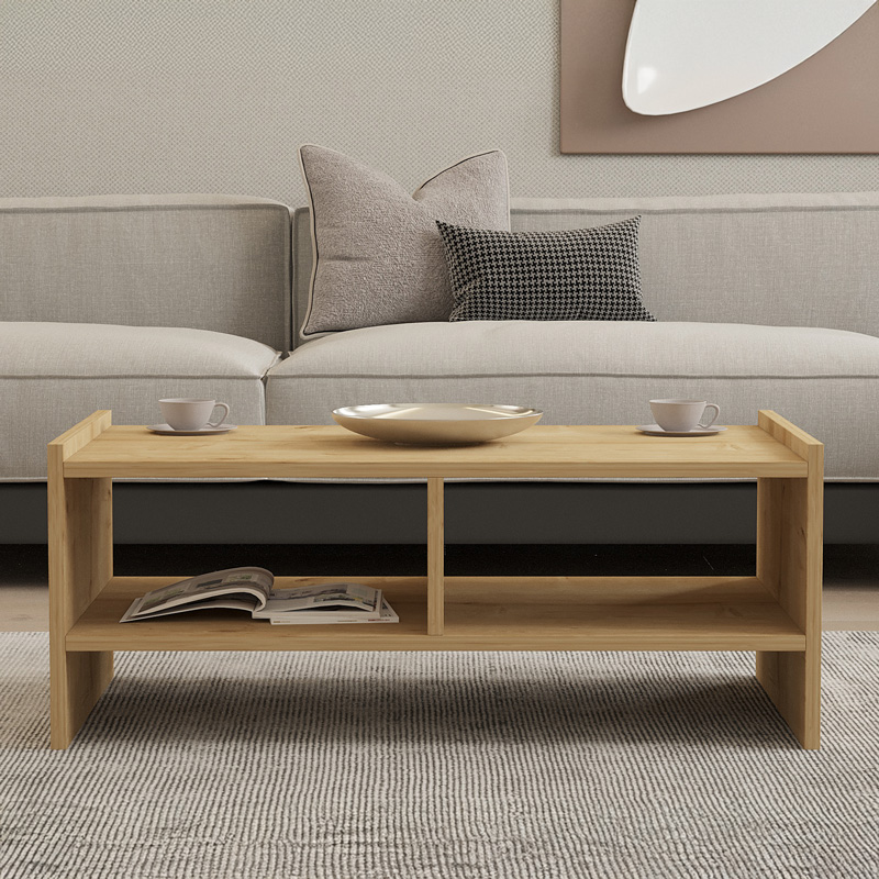 Τραπέζι σαλονιού Tiena pakoworld σε oak απόχρωση 90x50x35εκ 4