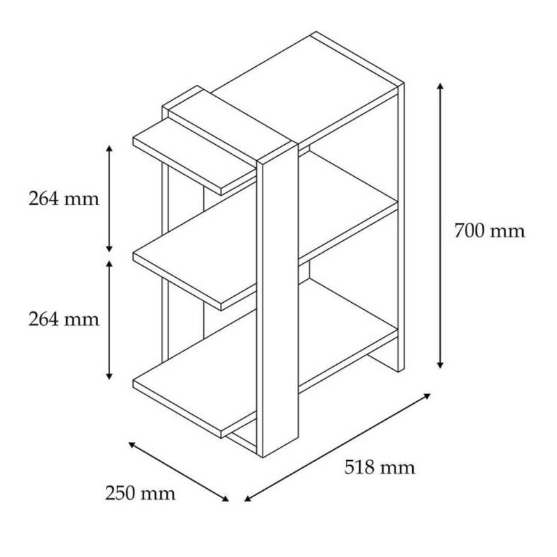 Βιβλιοθήκη Maverick pakoworld σε sonoma-ανθρακί απόχρωση 51,8x25x70εκ 5