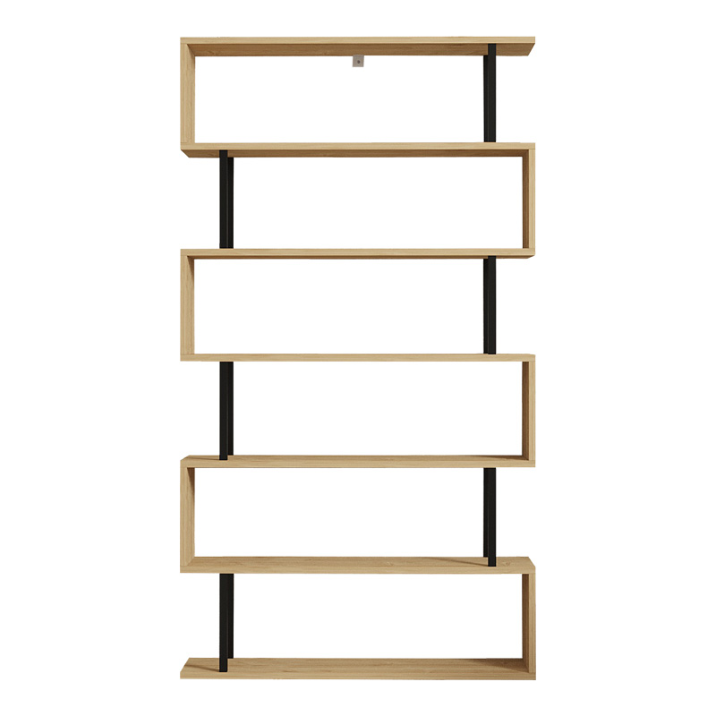 Βιβλιοθήκη Ziza pakoworld σε oak απόχρωση 90x22x162.6εκ 5