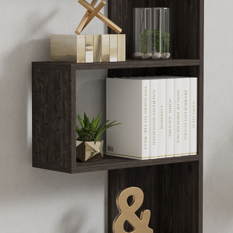 Βιβλιοθήκη Cascade pakoworld σε σκούρο καρυδί απόχρωση 51.8x22x150εκ 4