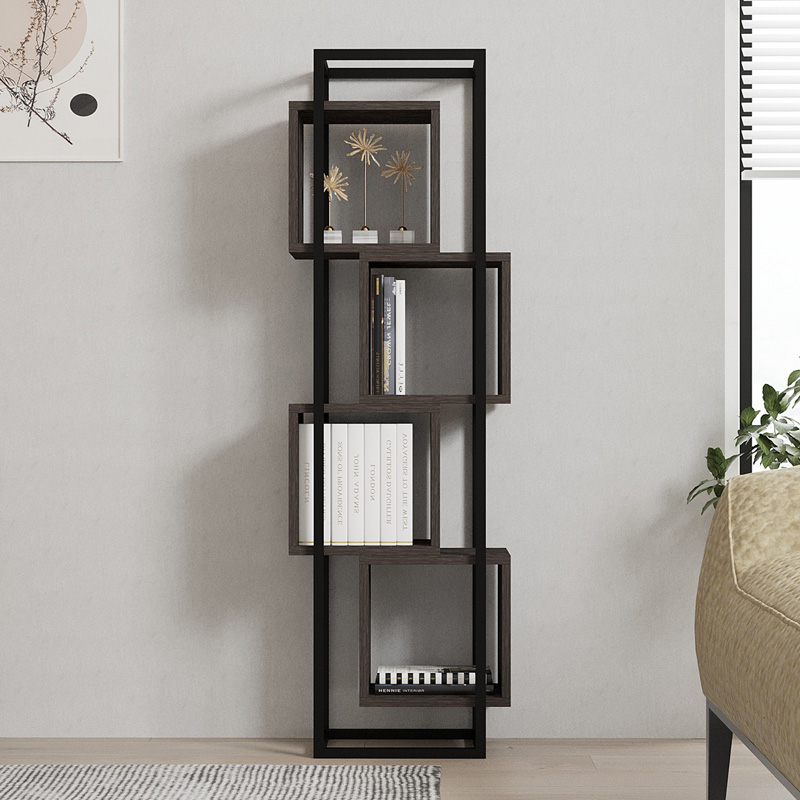 Βιβλιοθήκη Gridur pakoworld σε σκούρο καρυδί απόχρωση 44x29x140εκ 3