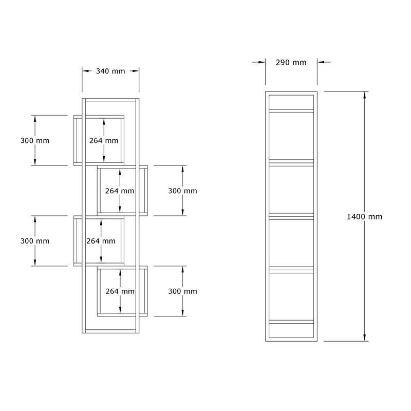 Βιβλιοθήκη Gridur pakoworld σε σκούρο καρυδί απόχρωση 44x29x140εκ 5