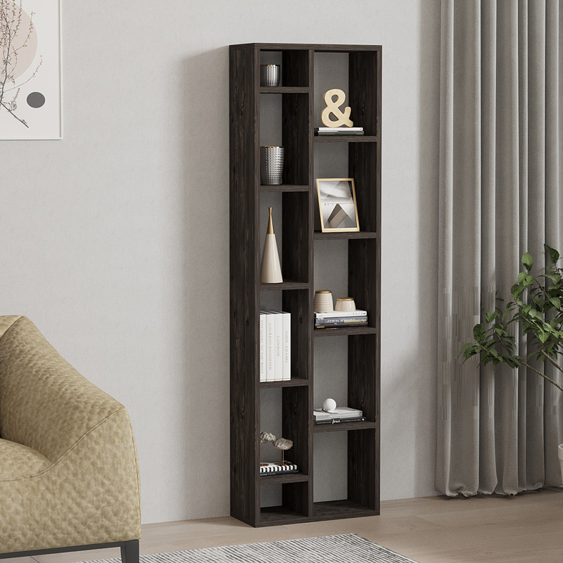 Βιβλιοθήκη Minicu pakoworld σε σκούρο καρυδί απόχρωση 44,4x19,6x150εκ 2