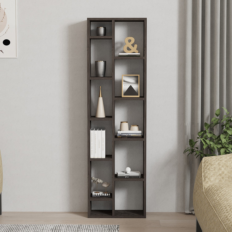 Βιβλιοθήκη Minicu pakoworld σε σκούρο καρυδί απόχρωση 44,4x19,6x150εκ 3