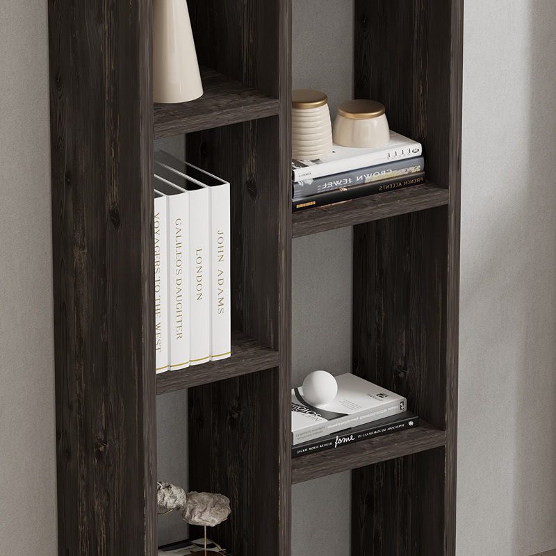 Βιβλιοθήκη Minicu pakoworld σε σκούρο καρυδί απόχρωση 44,4x19,6x150εκ 4