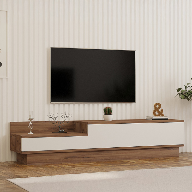Έπιπλο τηλεόρασης Eclipse pakoworld σε κρεμ-oak απόχρωση 160x35x35εκ 2