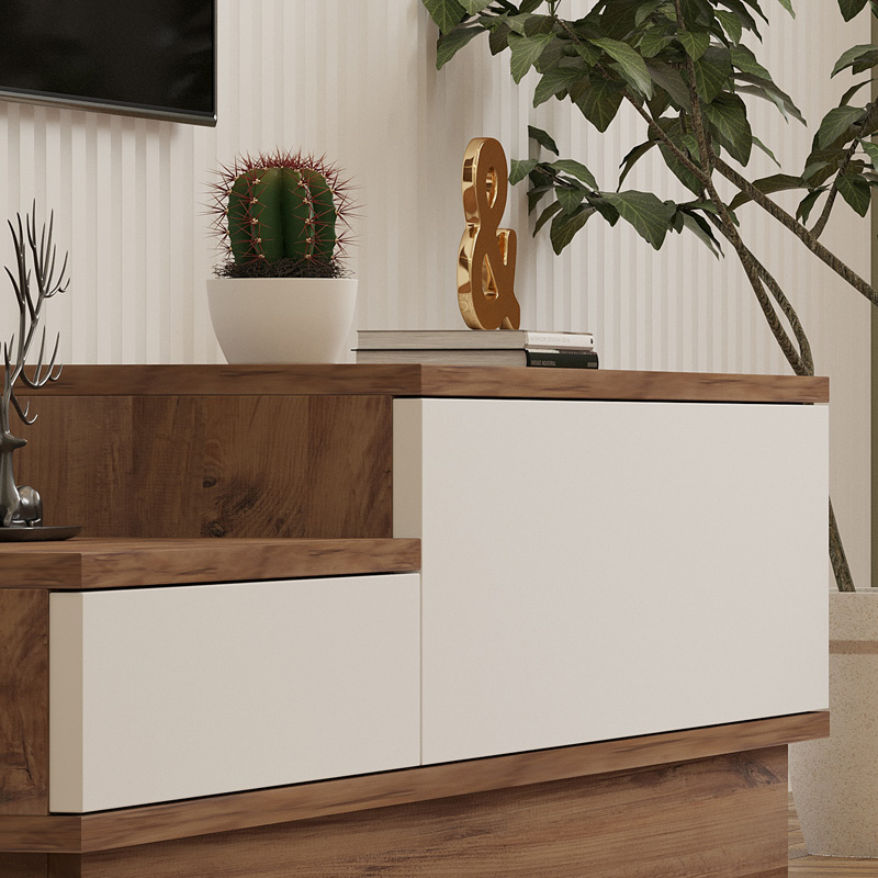 Έπιπλο τηλεόρασης Eclipse pakoworld σε κρεμ-oak απόχρωση 160x35x35εκ 4