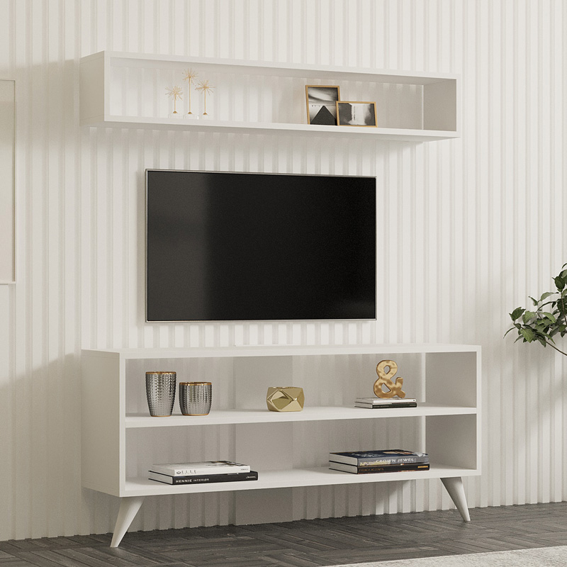 Σύνθετο σαλονιού Prestige pakoworld σε λευκή απόχρωση 120x29,6x50εκ 2