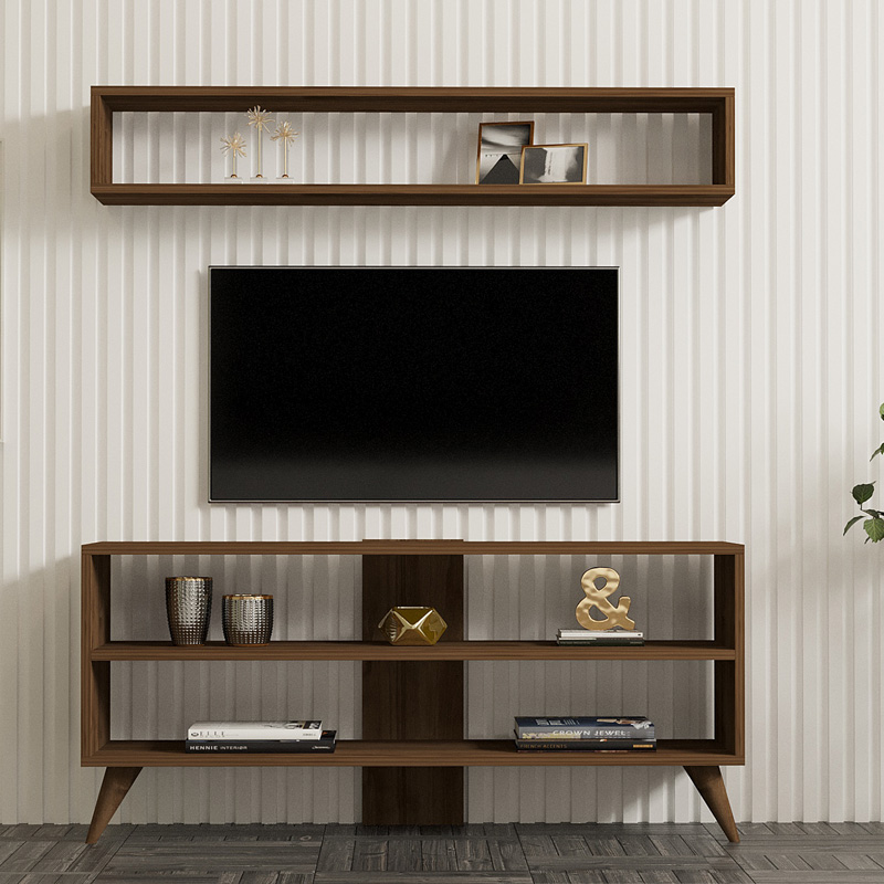 Σύνθετο σαλονιού Prestige pakoworld σε καρυδί απόχρωση 120x29,6x50εκ 3