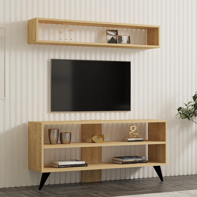 Σύνθετο σαλονιού Prestige pakoworld σε oak απόχρωση 120x29,6x50εκ 2