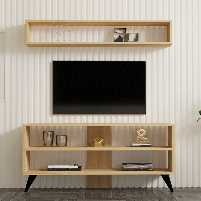 Σύνθετο σαλονιού Prestige pakoworld σε oak απόχρωση 120x29,6x50εκ 3