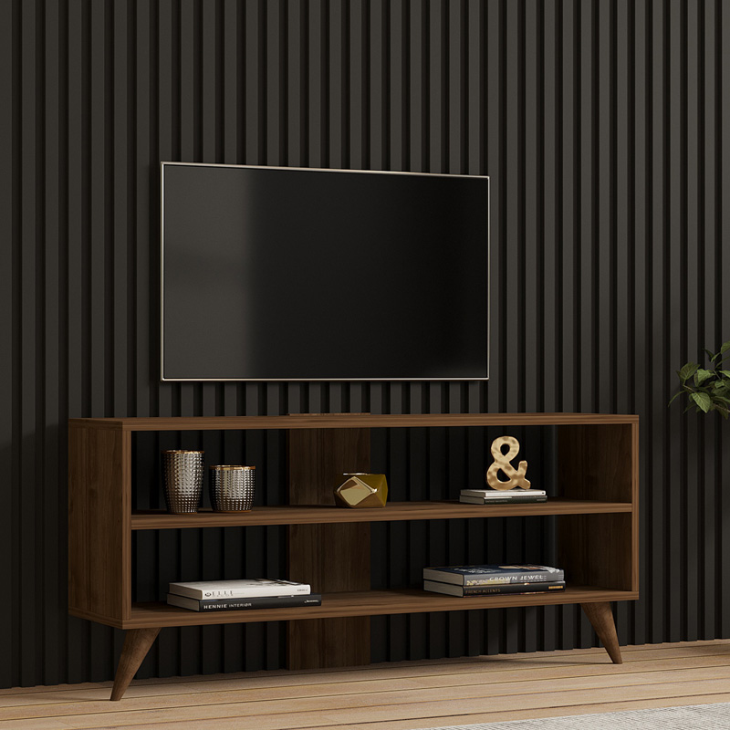 Έπιπλο τηλεόρασης Prestige pakoworld σε καρυδί απόχρωση 120x29,6x50εκ 2