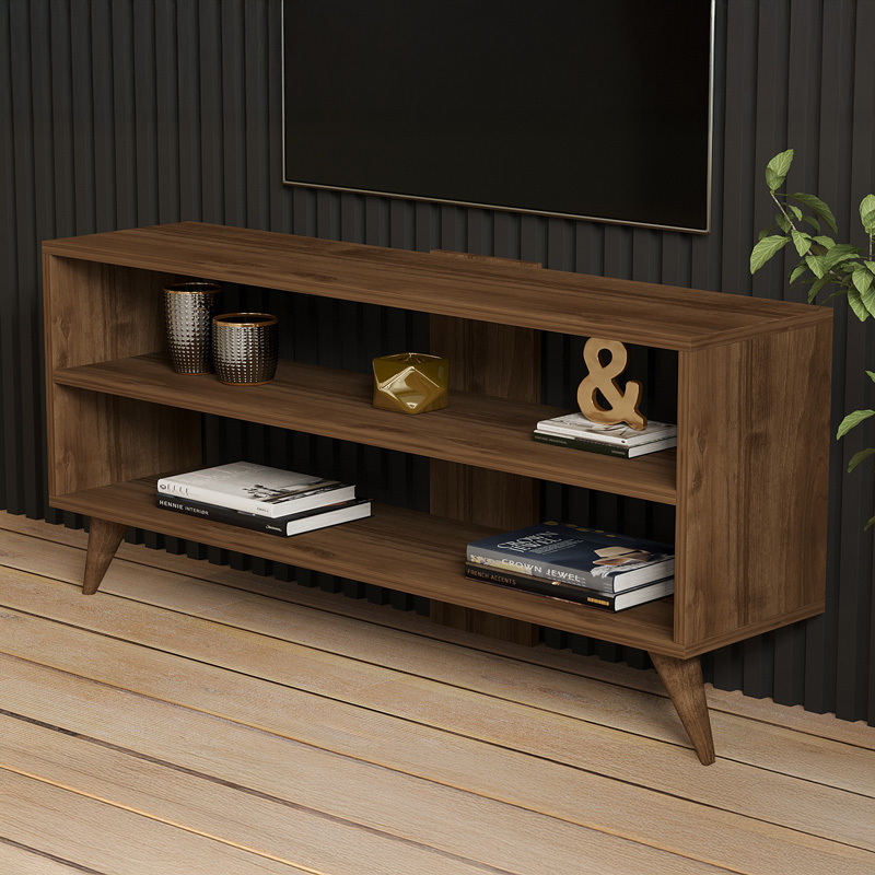 Έπιπλο τηλεόρασης Prestige pakoworld σε καρυδί απόχρωση 120x29,6x50εκ 4