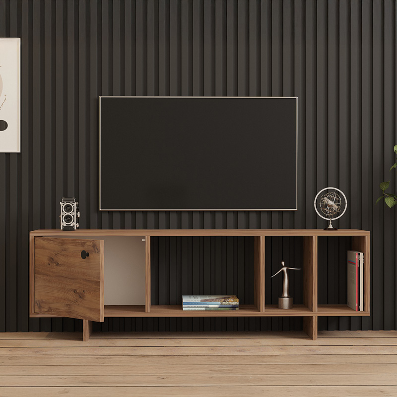 Έπιπλο τηλεόρασης Mueble pakoworld σε sonoma απόχρωση 140x29x45εκ 4