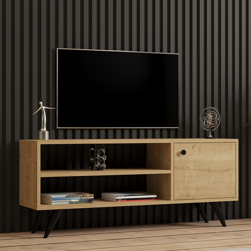 Έπιπλο τηλεόρασης Wison pakoworld σε oak απόχρωση 120x29x50εκ 1