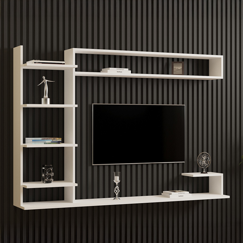 Σύνθετο σαλονιού επιτοίχιο Dilan pakoworld σε λευκή απόχρωση 180x29,60x121,80εκ 2