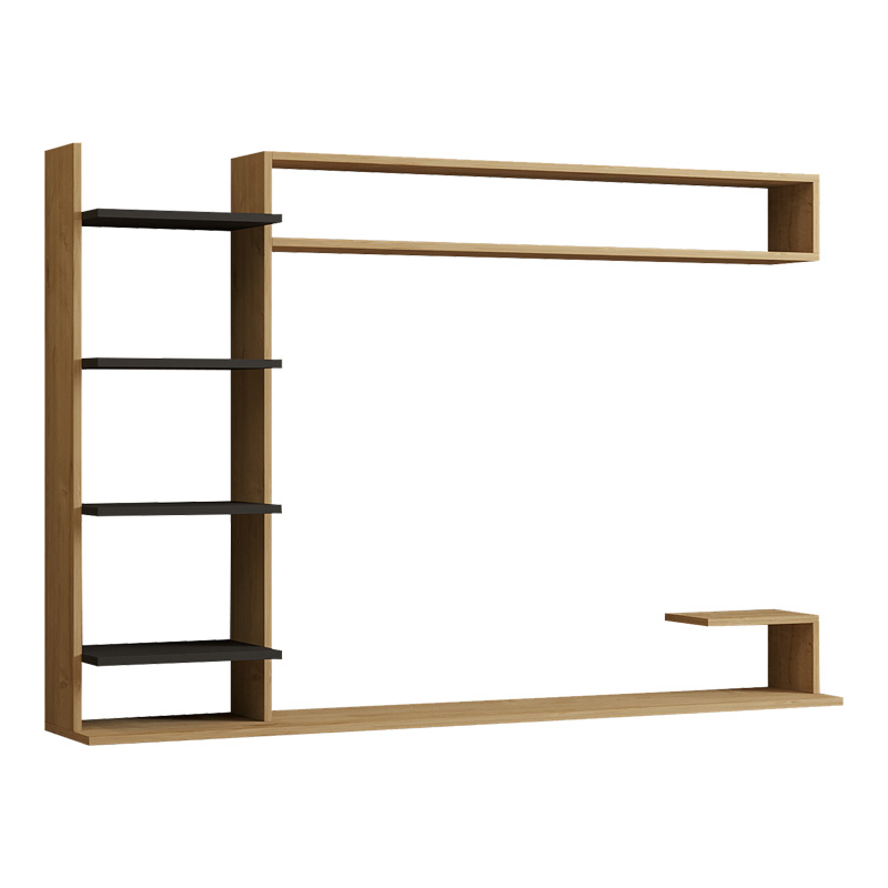 Σύνθετο σαλονιού επιτοίχιο Dilan pakoworld σε oak-ανθρακί απόχρωση 180x29,60x121,80εκ 1